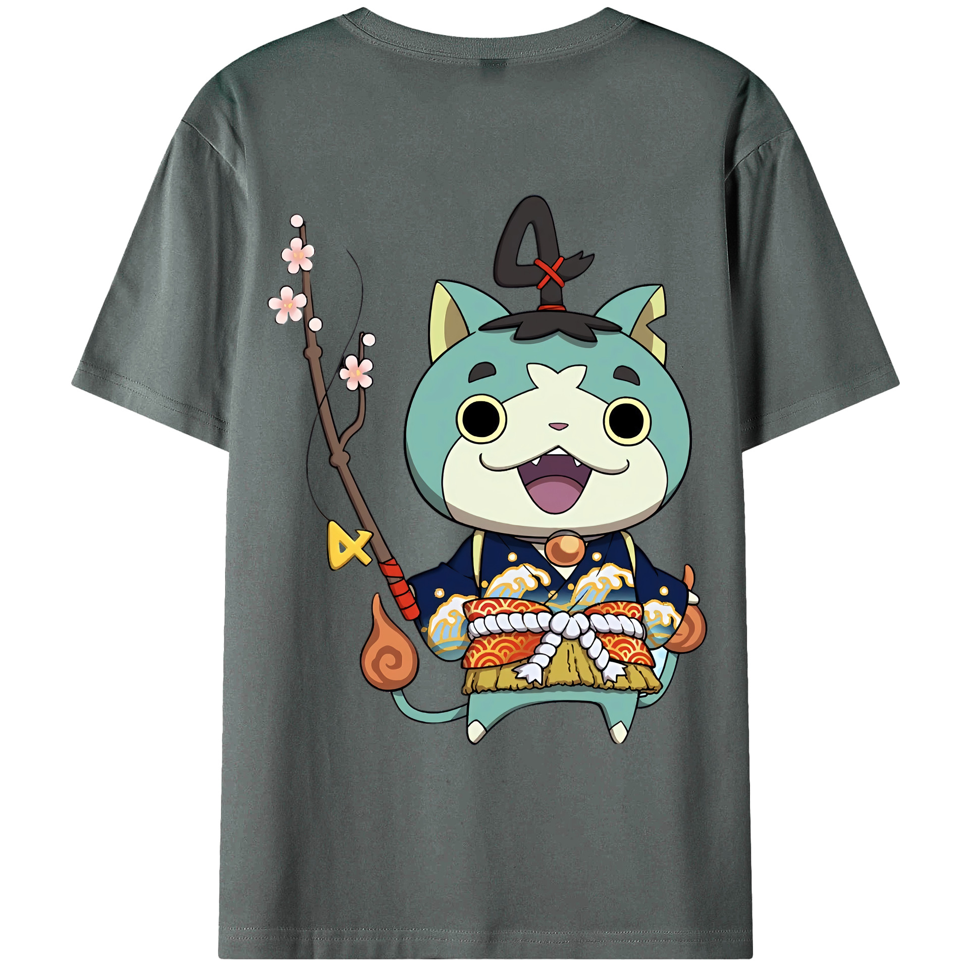 （画像用） 妖怪ウォッチ Yo-kai Watch 綿100％ メンズ半袖Tシャツ（バックプリント） 通気性